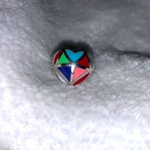 Unique Heart inlay sterling silver ring